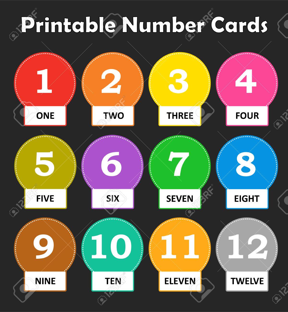 printable flash card colletion for numbers and their names for