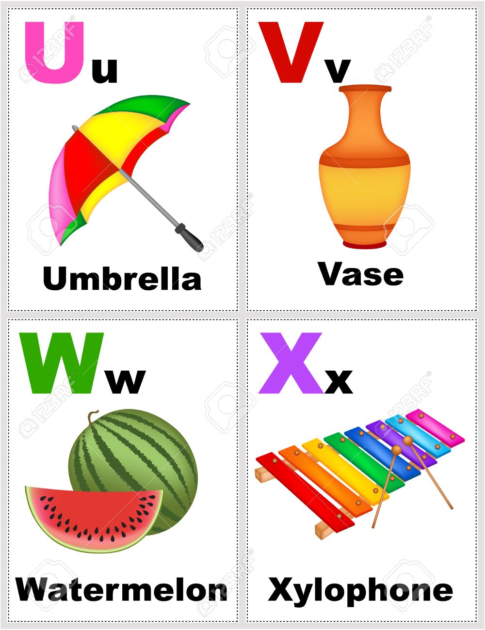 alphabet printable flashcards collection with letter u v w x royalty free svg cliparts vectors and stock illustration image 62364475