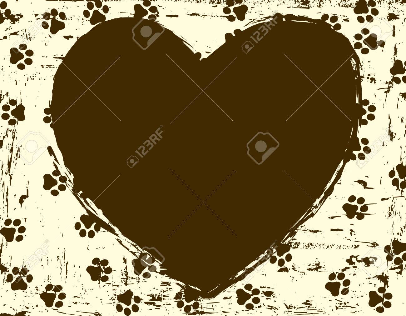 Heart Shaped Paw Print Rahmen Grenze Fur Tierliebhaber