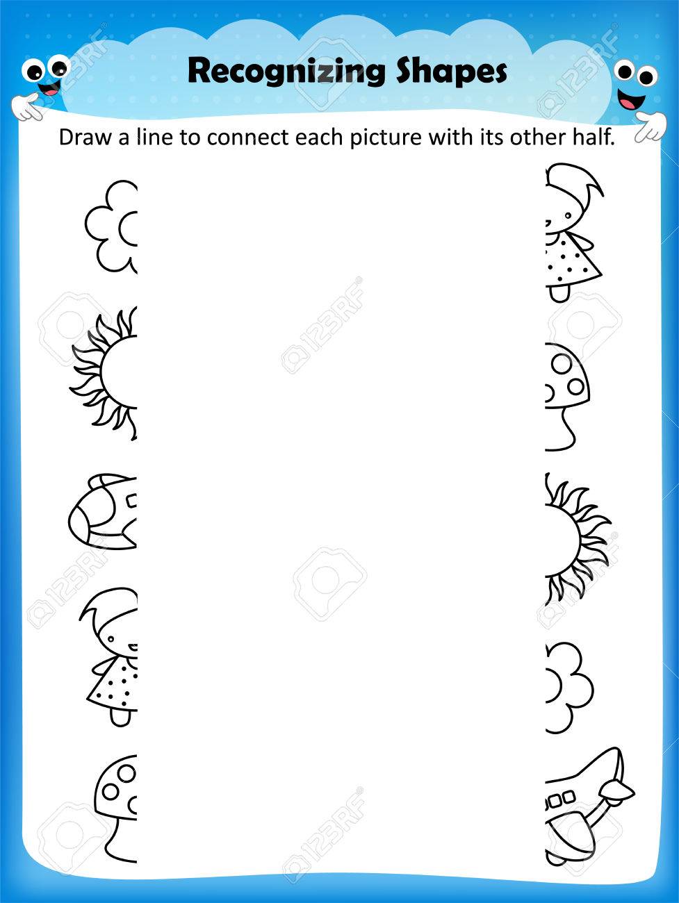 worksheet Draw The Other Half Of The Picture Worksheet worksheet matching shapes find the other half of shape royalty vector shape