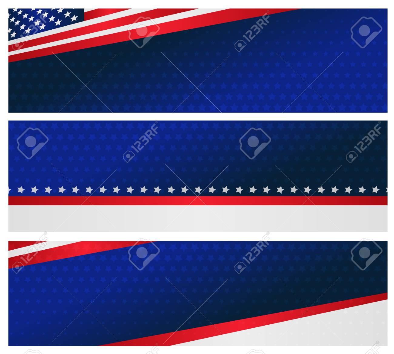 4th of july usa patriotic web header banner collection on white patriotic header