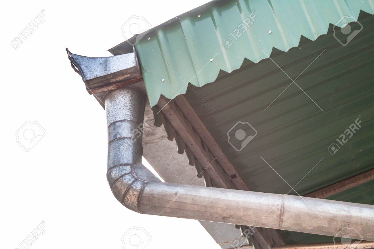 Outdoors aluminum roof gutter in front of the sky - 18275632 Outdoors aluminum roof gutter in front of the sky - 18275632