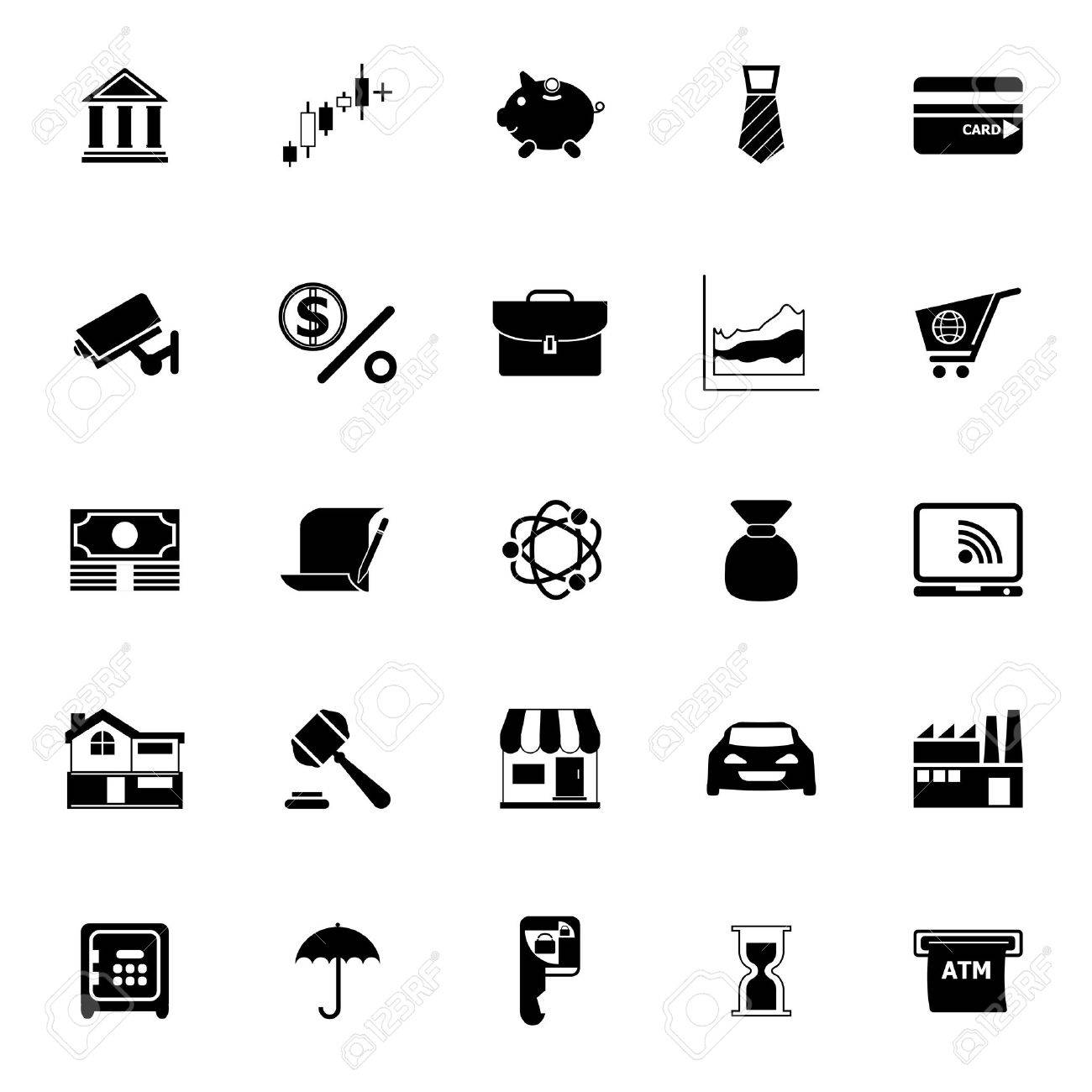 Banking and financial icons on white background, stock vector - 38687496 Banking and financial icons on white background, stock vector - 38687496