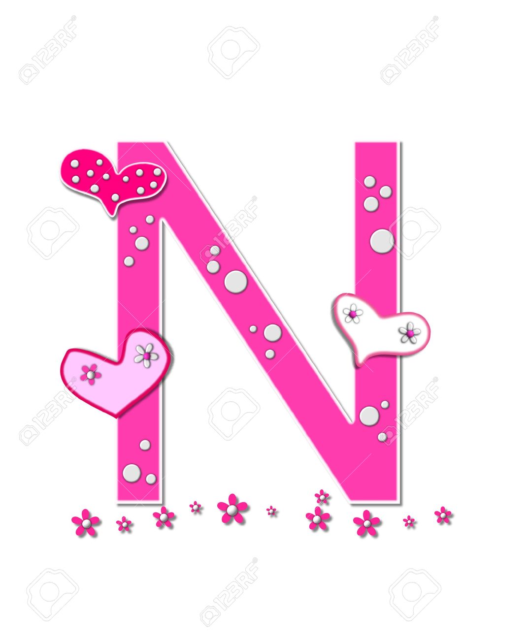 the letter n in the alphabet set heartfull is pink outlined the letter n