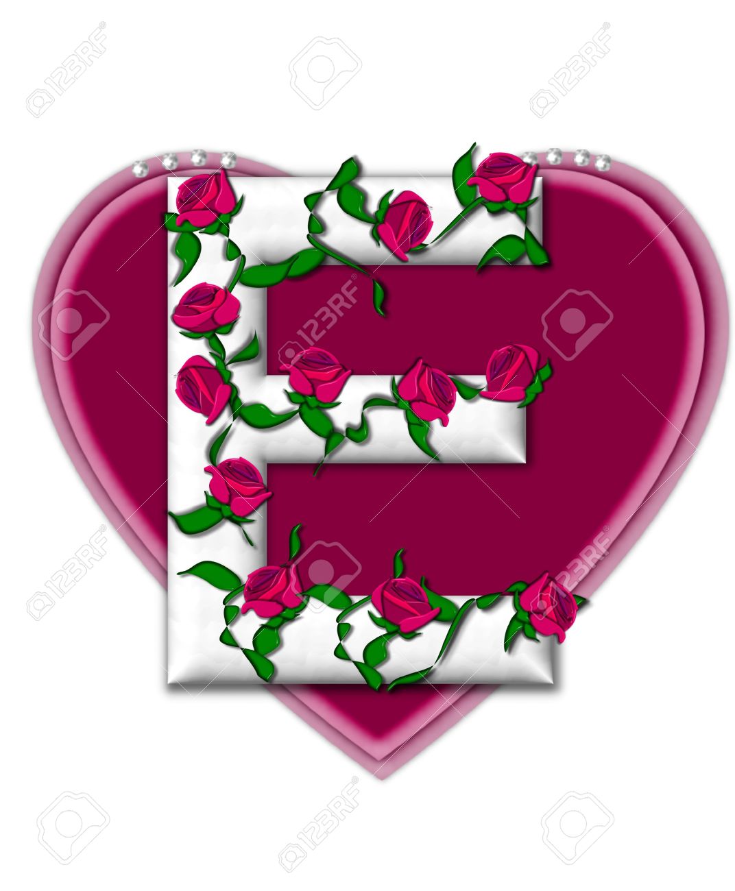 the letter e in the alphabet set rosey vine is a white letter pretty letter e