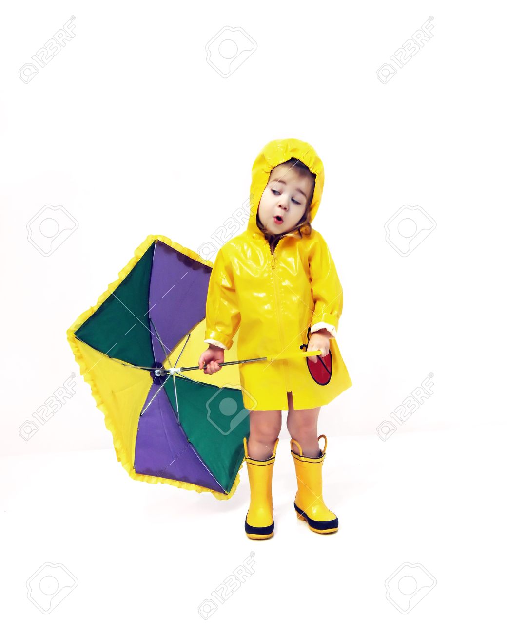 petite yellow raincoat