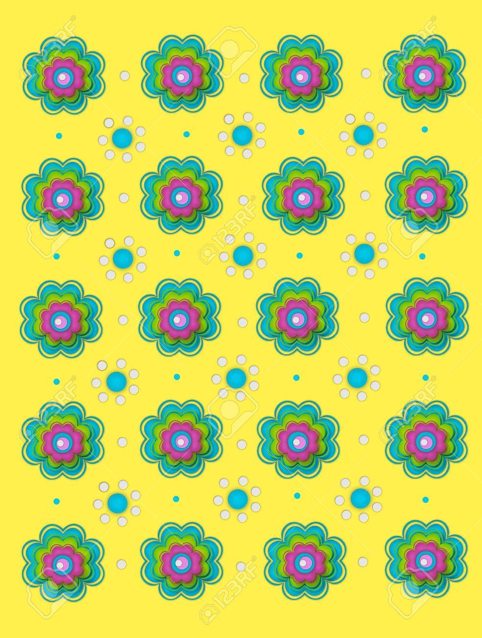 two flower designs decorate bright yellow background one flower yellow background designs