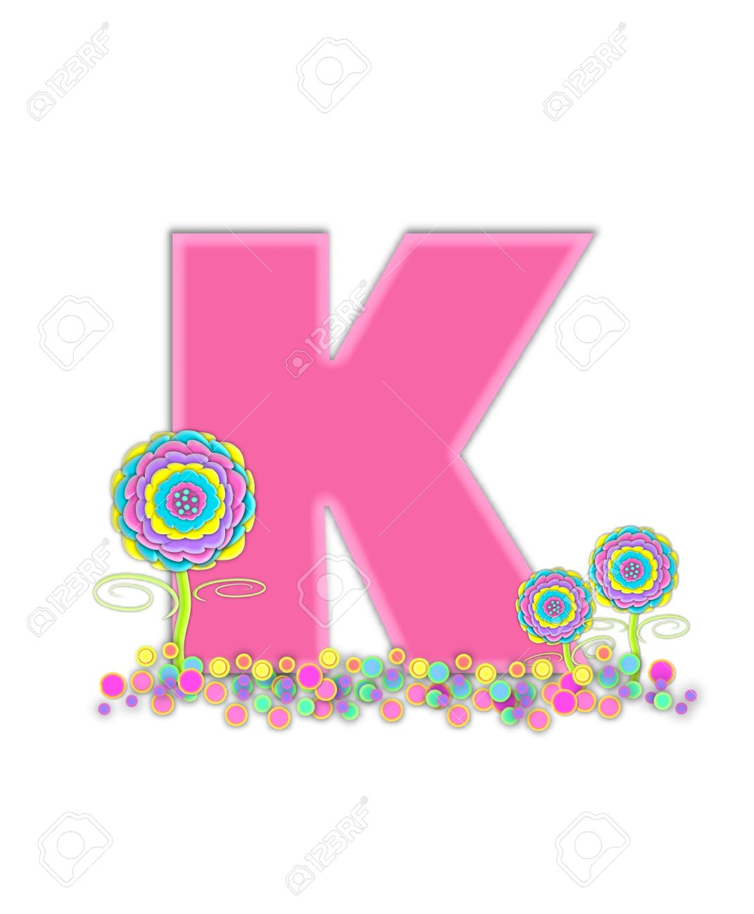 the letter k in the alphabet set is soft pink and outlined stock the letter k