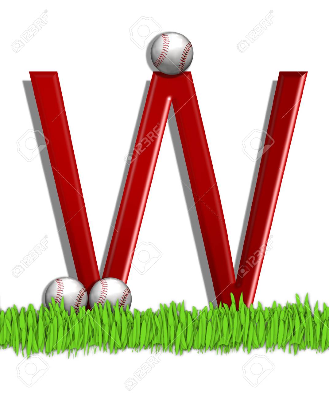 Der Buchstabe W In Der Alphabet Set Baseball Ist Rot Drei Baseball Schmucken 3d Buchstaben Alle Sitzen In Einem Feld Von Grunem Gras Lizenzfreie Fotos Bilder Und Stock Fotografie Image 25659086