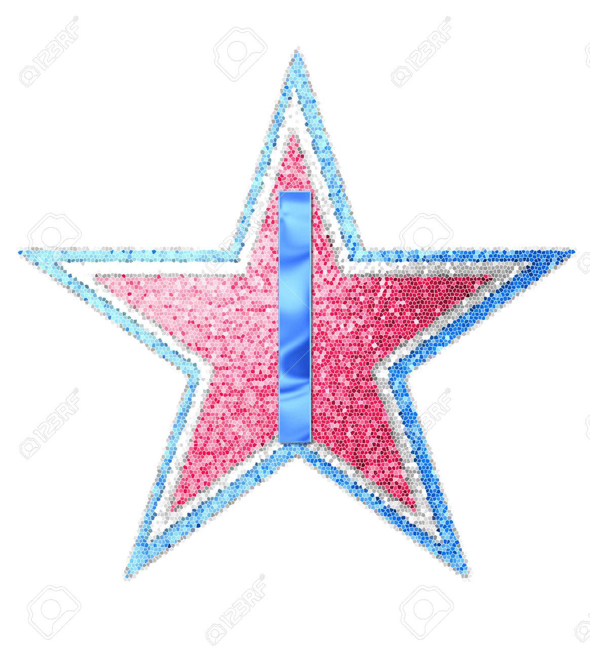 La Letra I En El Conjunto Del Alfabeto De Rojo Blanco Y Azul Es De Color Azul Metálico Carta Asienta Sobre Tres Estrellas De Mosaico De Color