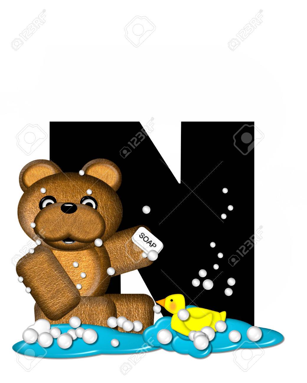 alphabet bath time ducks