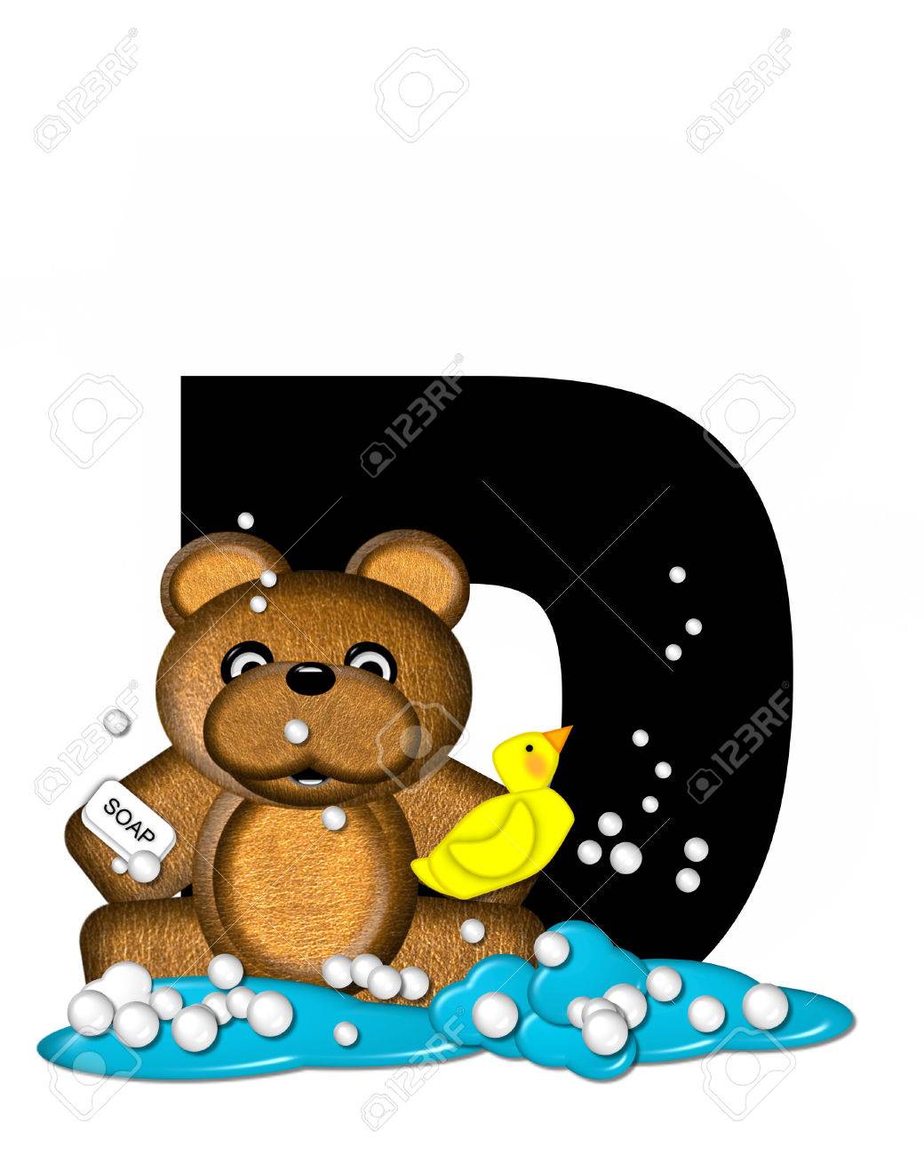 alphabet bath time ducks