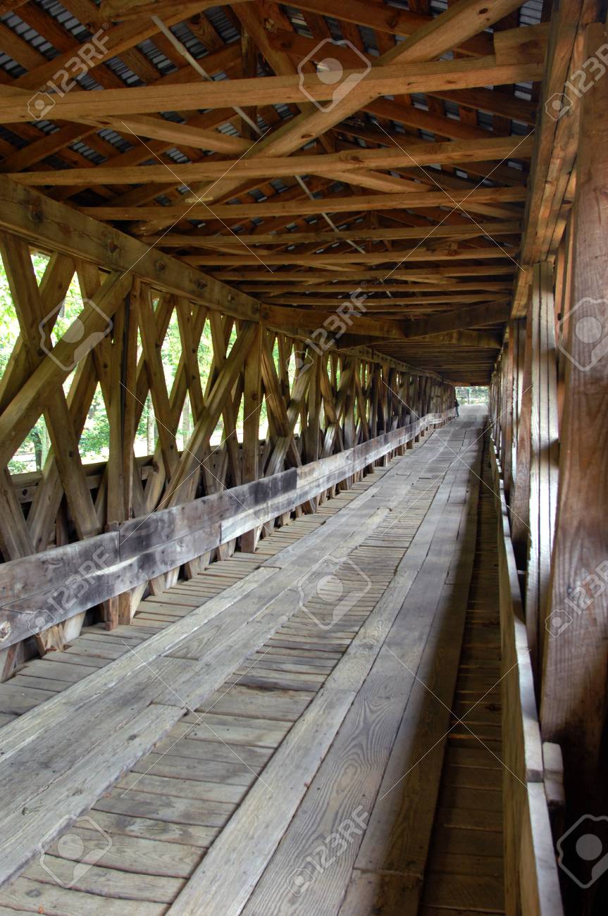 View Inside The Clarkson Covered Bridge Shows Trusses And Floor