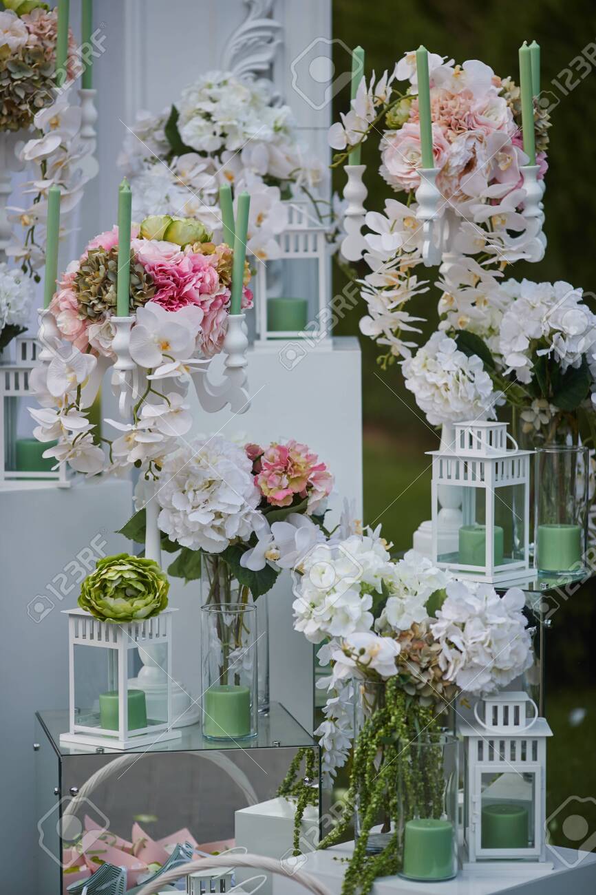Floristry Different Types Of Flowers Wedding Decoration Outdoor Wedding Stock Photo Picture And Royalty Free Image Image