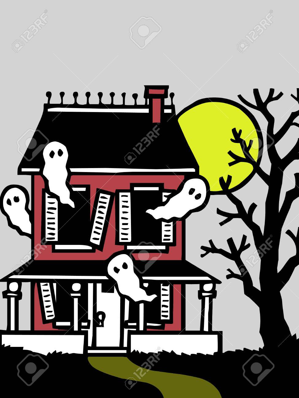 かわいい少しお化け屋敷をハロウィーンの のイラスト素材 ベクタ Image