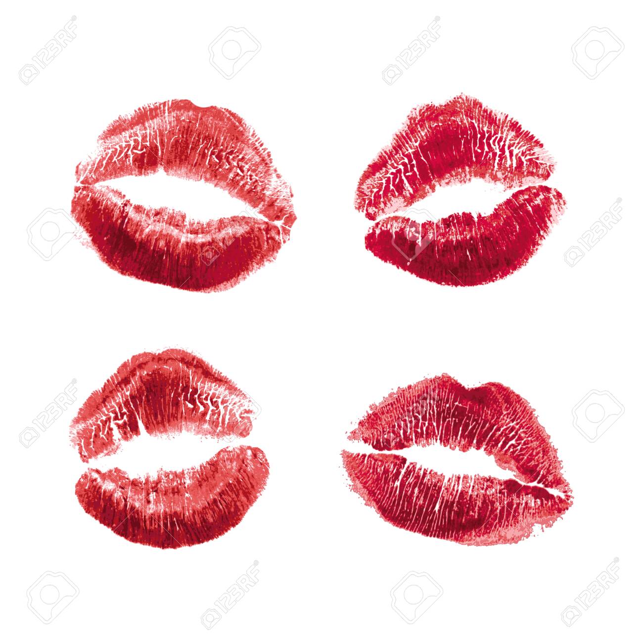 Vector set of realistic illustration womans girl red lipstick kiss mark. Isolated on white background. Valentines day icon, world kiss day. sign, symbol, clip art for design. - 120975851 Vector set of realistic illustration womans girl red lipstick kiss mark. Isolated on white background. Valentines day icon, world kiss day. sign, symbol, clip art for design. - 120975851