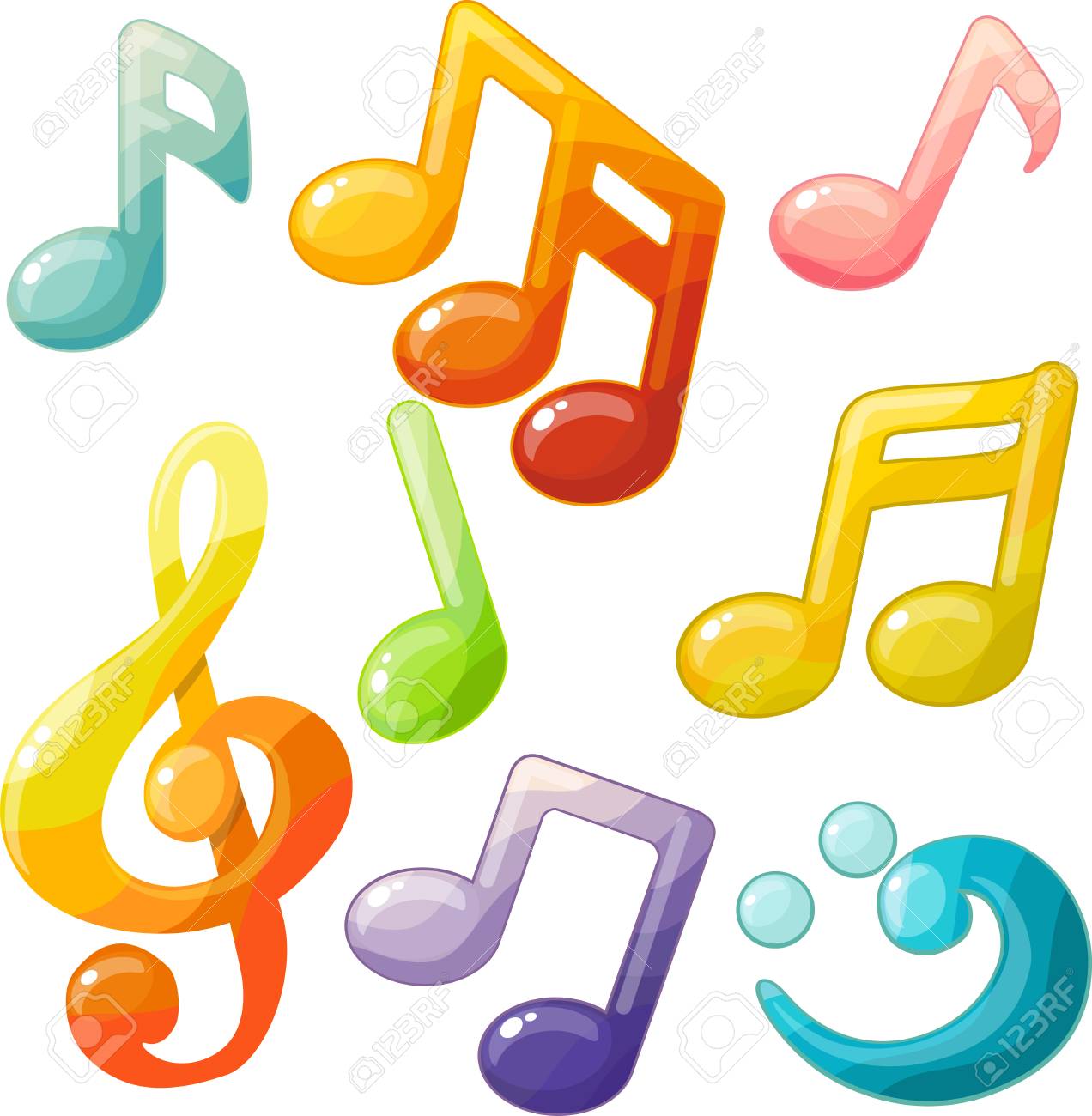 Decorative musical cartoon symbols - 93481442 Decorative musical cartoon symbols - 93481442