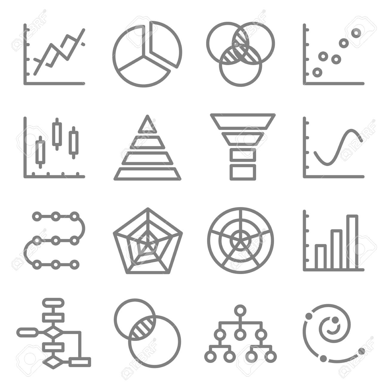 charts and diagrams vector line icon set contains such icons triangle venn diagram