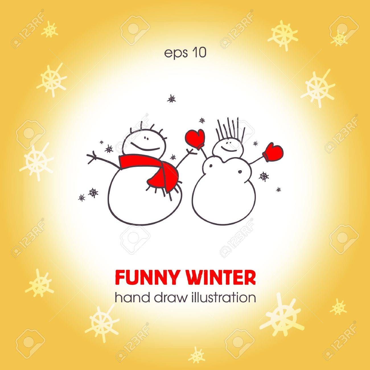 面白い雪だるまのカップル。クリスマス イラスト。eps10 ロイヤリティ