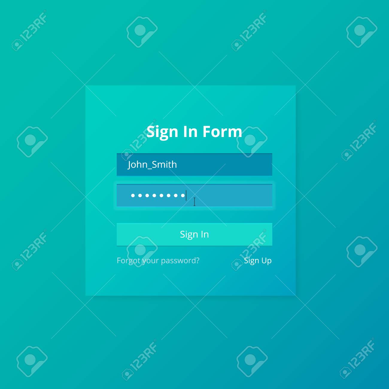 login screen and sign in form template for mobile app or website