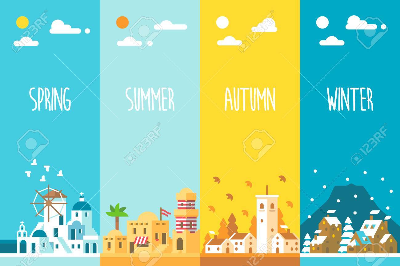 フラット デザイン 4 季節背景イラスト のイラスト素材 ベクタ Image フラット デザイン 4 季節背景イラスト のイラスト素材 ベクタ Image