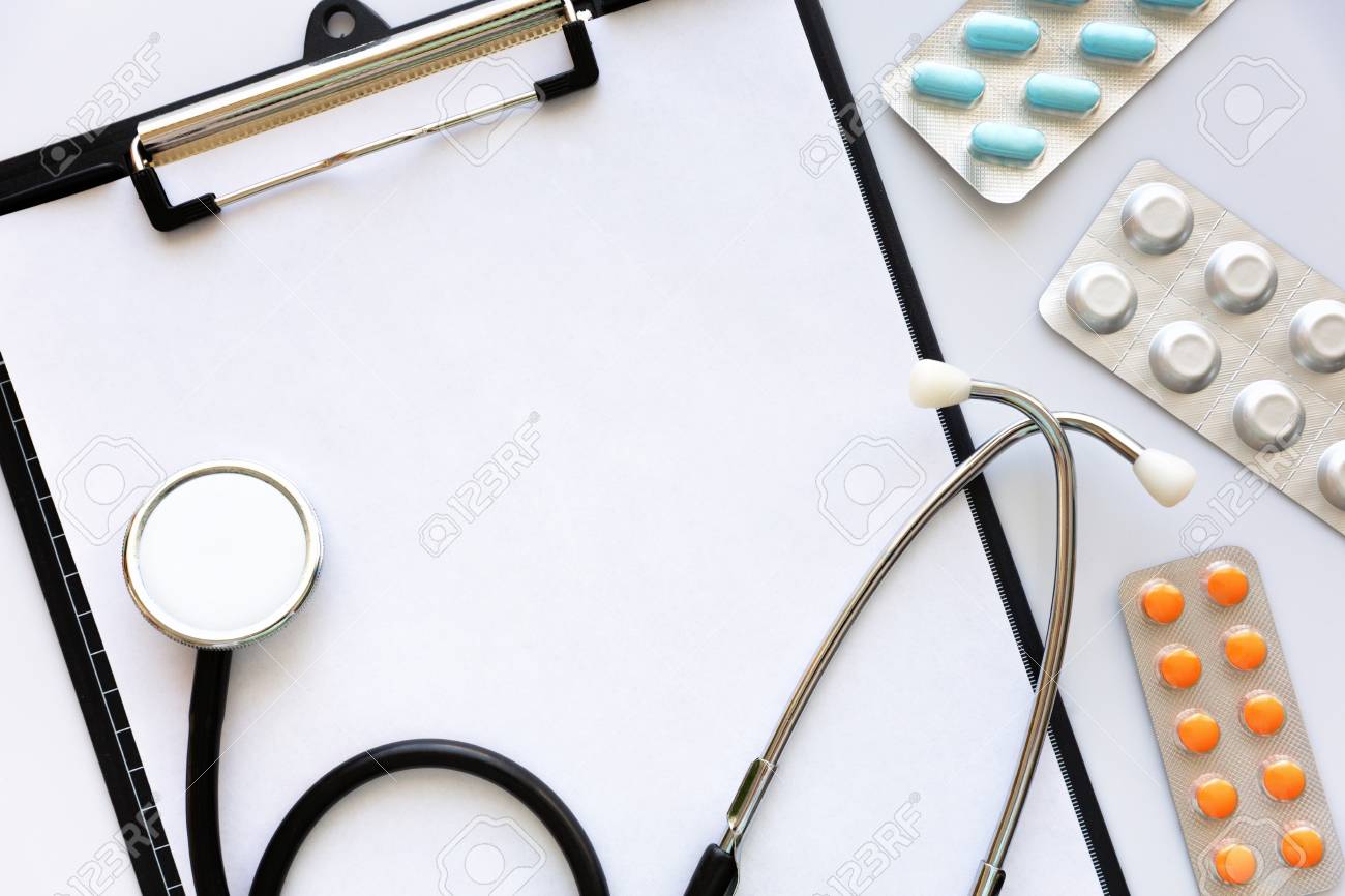Close Up Of An Empty Medical File With Stethoscope On Top Of Stock Photo Picture And Royalty Free Image Image