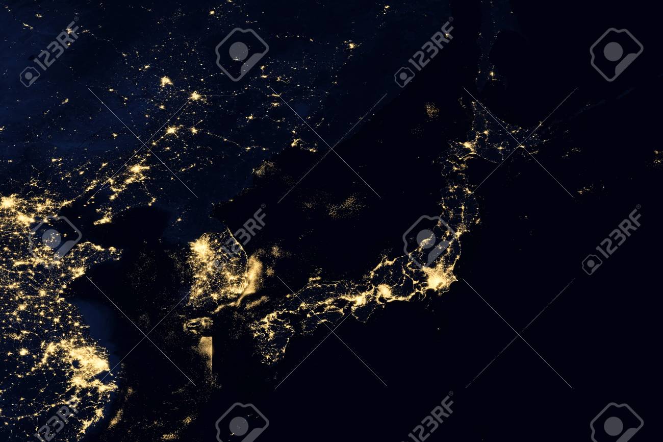city lights on world map japan elements of this image are furnished by nasa
