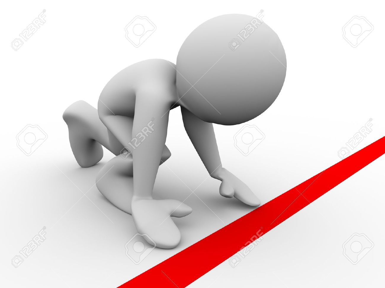 Rendu 3d De L Homme En Position De Depart A La Ligne De Depart 3d Illustration Du Caractere Humain Pret Pour La Course Banque D Images Et Photos Libres De Droits Image