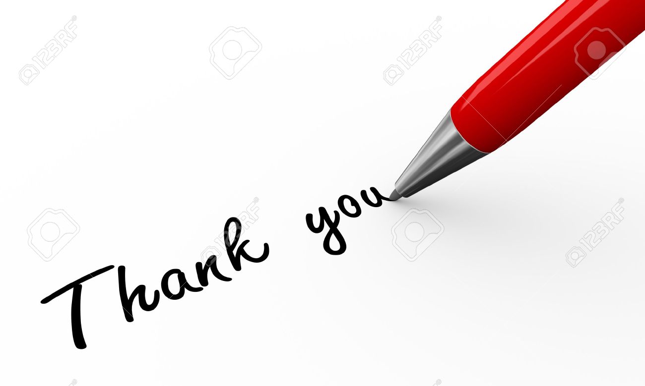 3d render of a pen writing thanks you not on white paper background thanks