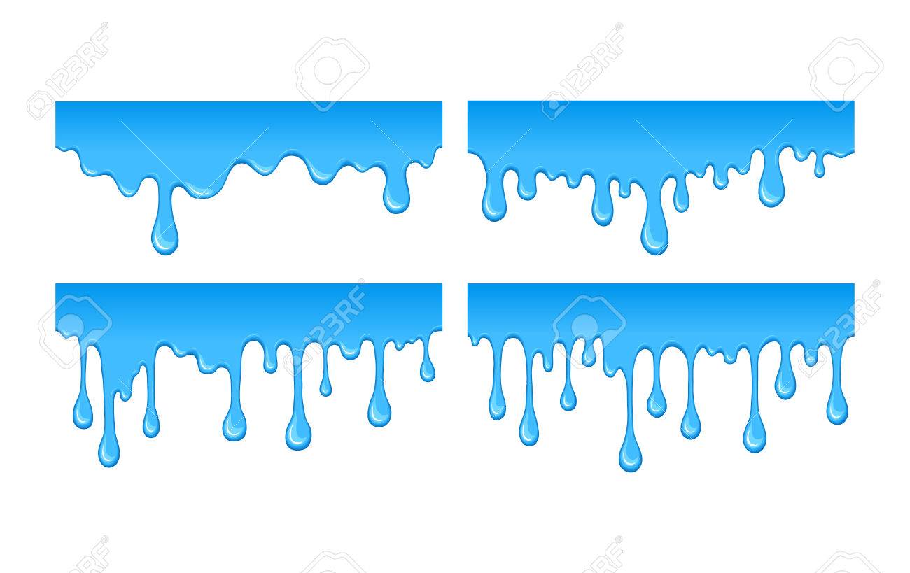 Ensemble De Goutte De Liquide Blot De Leau Les éclaboussures Et Les Taches Tache De Peinture Bleue Qui Coule Et Les Gouttes Vector Design