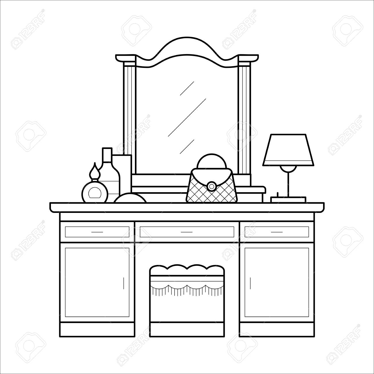 thin white dressing table
