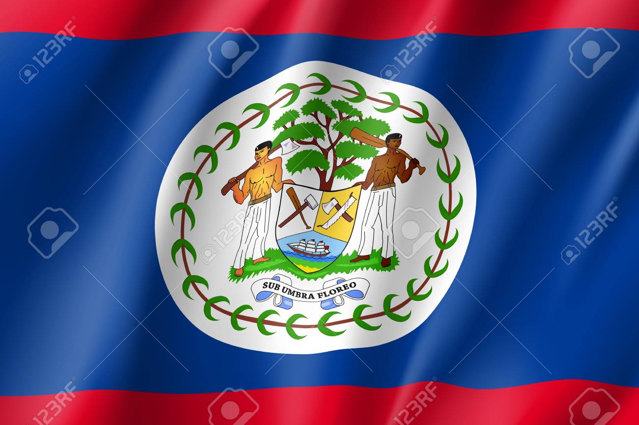 flag belize realistic icon state insignia of the nation in
