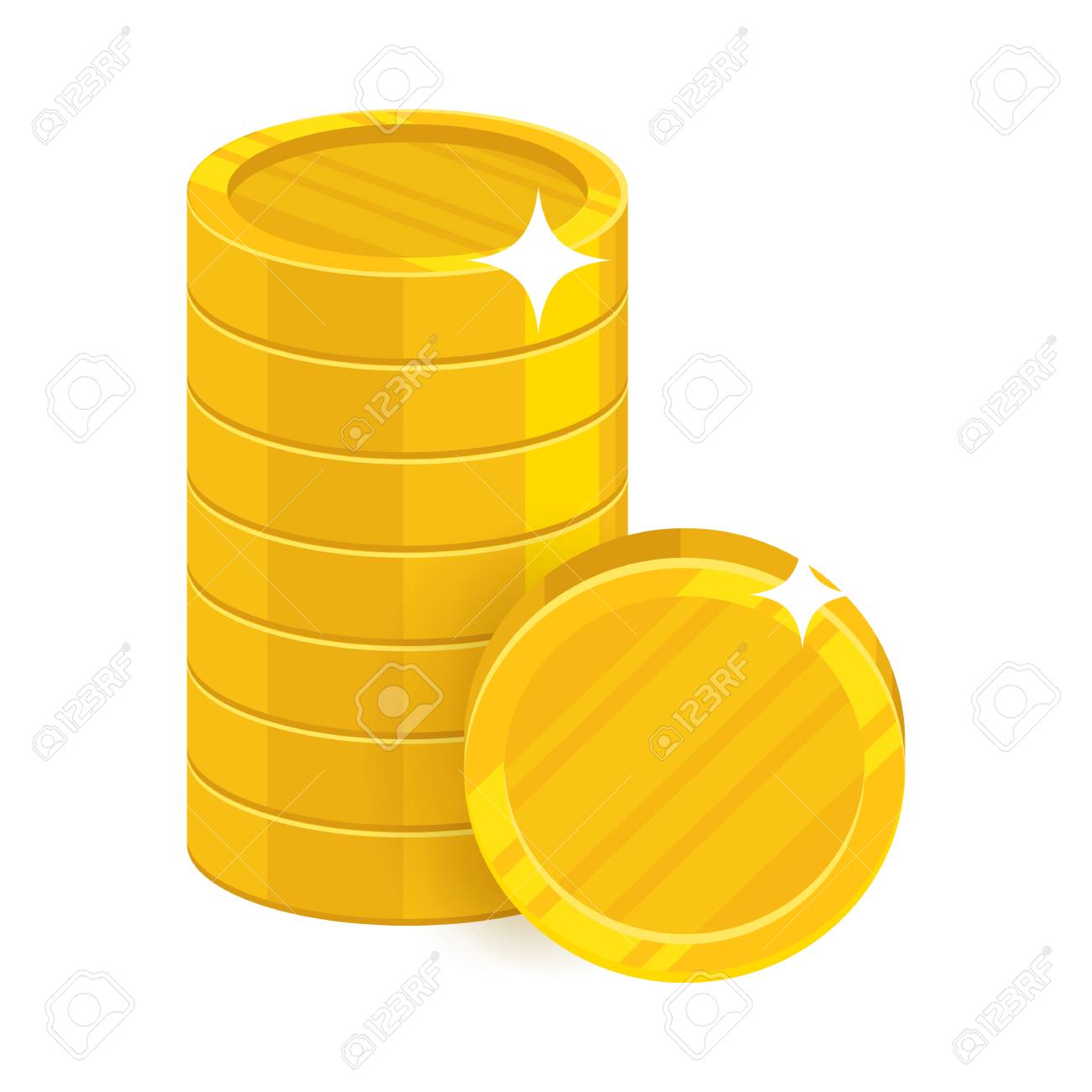 杭ゴールド コインのアイコンを漫画します。デザイナーやイラストレーターの金貨の 3  つの積み重ね。ベクトル図の形でピースのゴールドのスタックのイラスト素材・ベクター Image 85321937