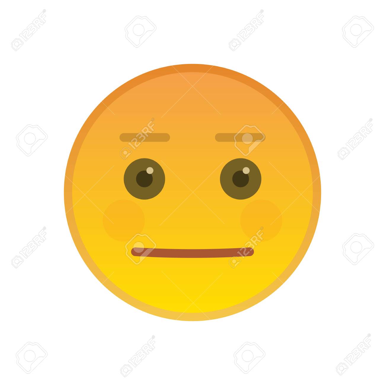 Neutral Emoticon Isolated On White Background. Indifferent Yellow Emoji  Symbol. Social Communication And Internet Chatting Vector Sign.  Expressionless Smiley Face With Facial Expression In Flat Style. Клипарты,  SVG, векторы, и Набор Иллюстраций