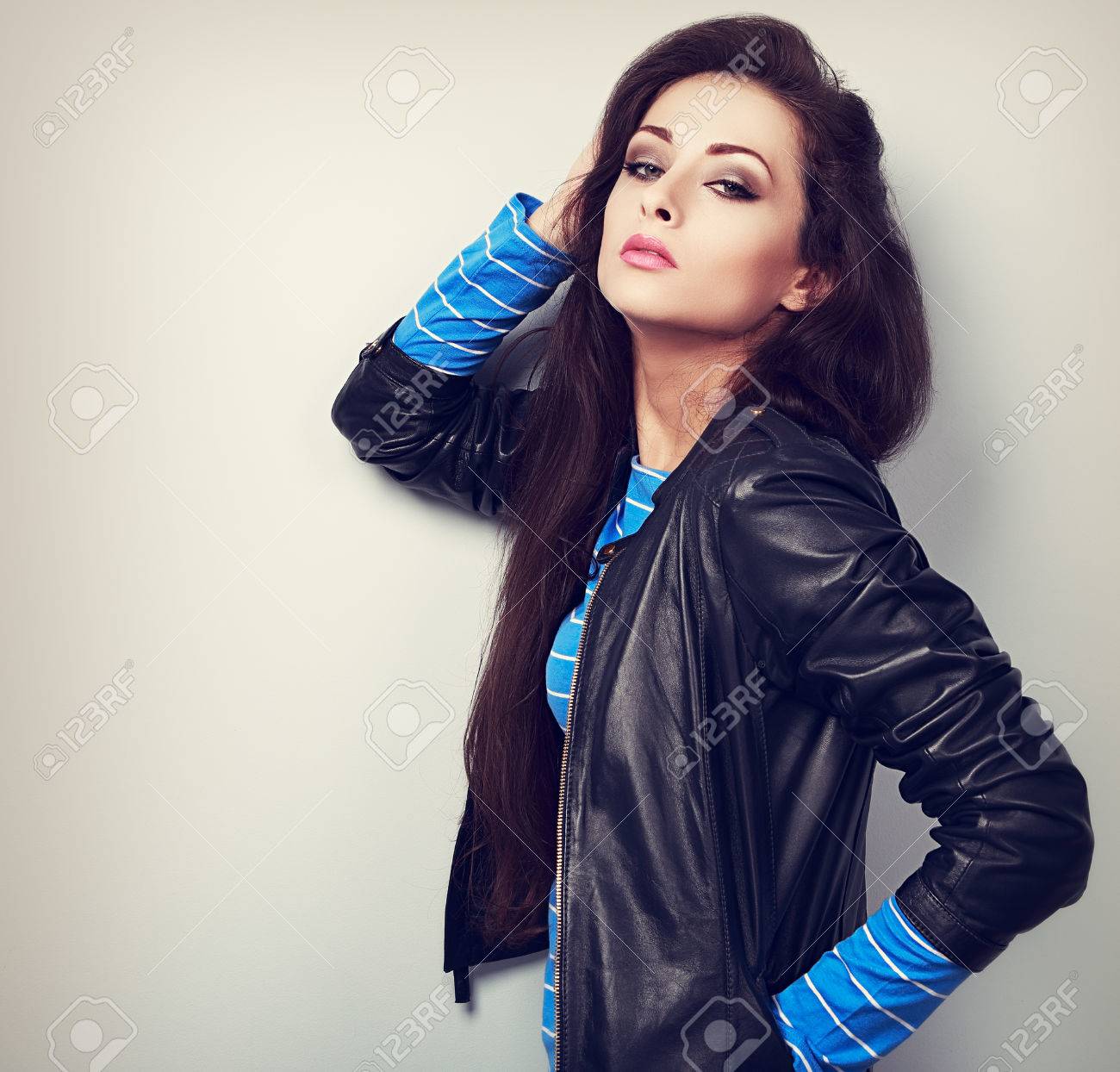 sexy black leather jacket