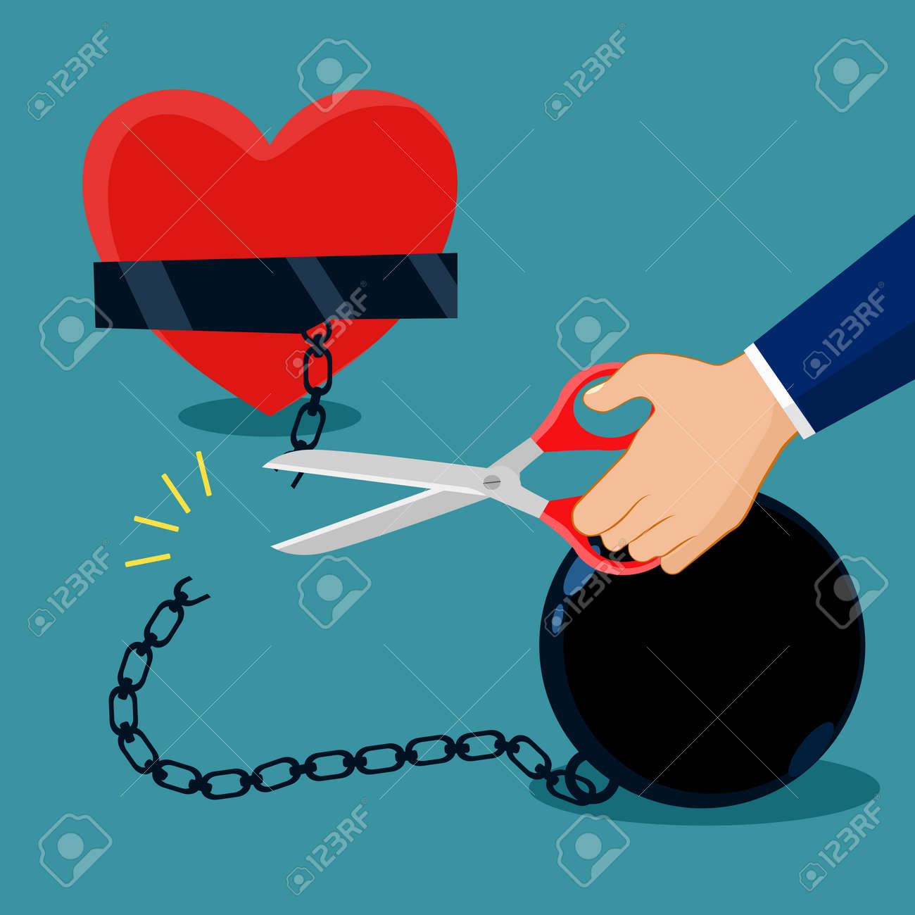 The Heart Was Released. Concept Of Freedom And Love. Vector Клипарты, SVG,  векторы, и Набор Иллюстраций Без Оплаты Отчислений. Image 180024557