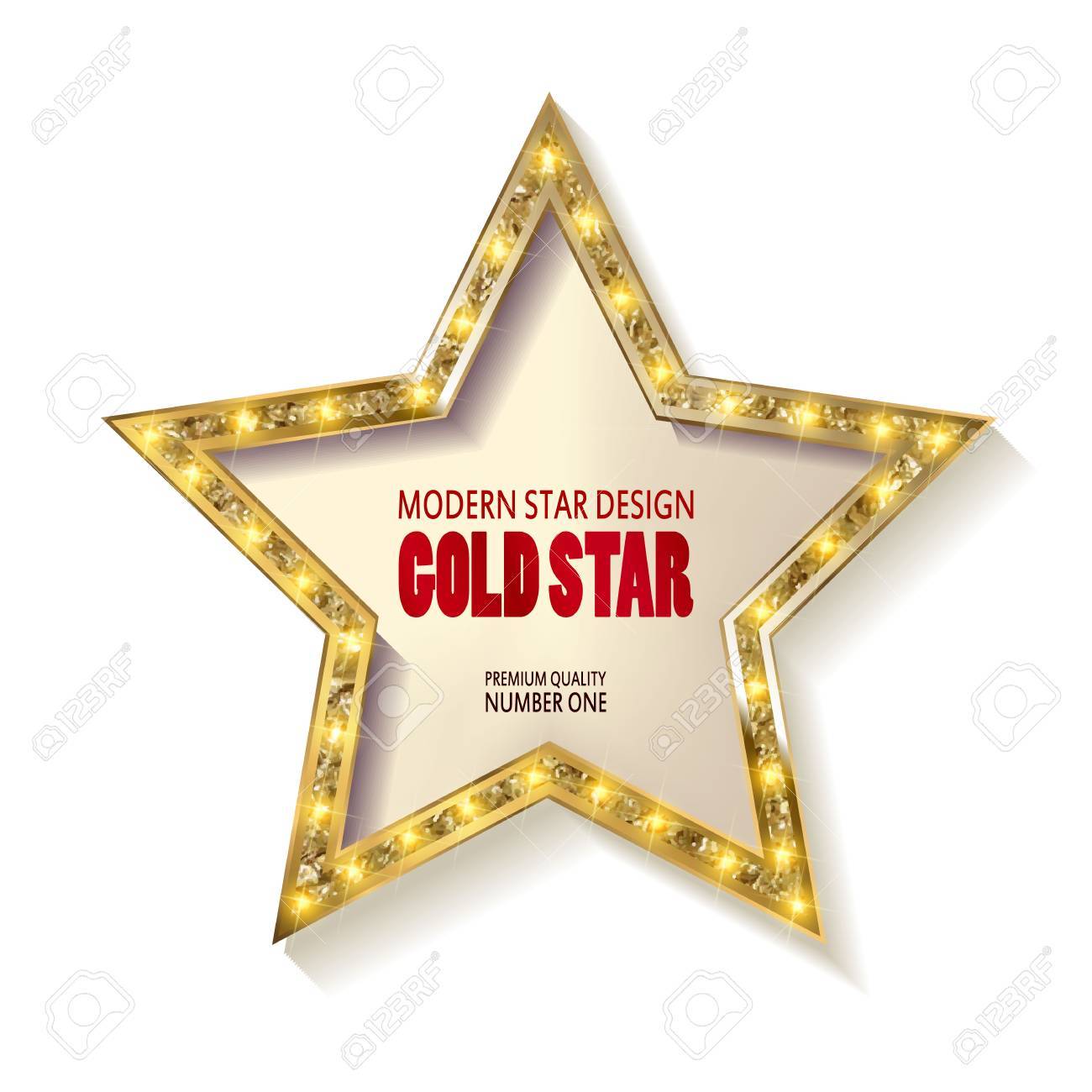 retro star template frame cinema gold star white background