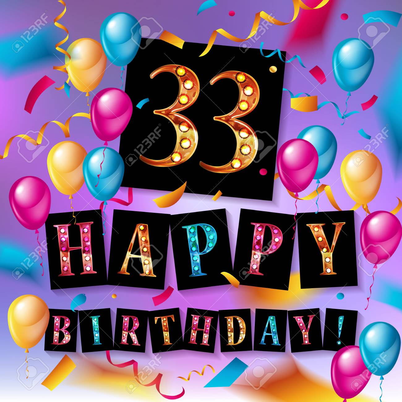 Happy Birthday 33 Years Anniversary Joy Celebration Vector Illustration Royalty Free Cliparts Vectors And Stock Illustration Image