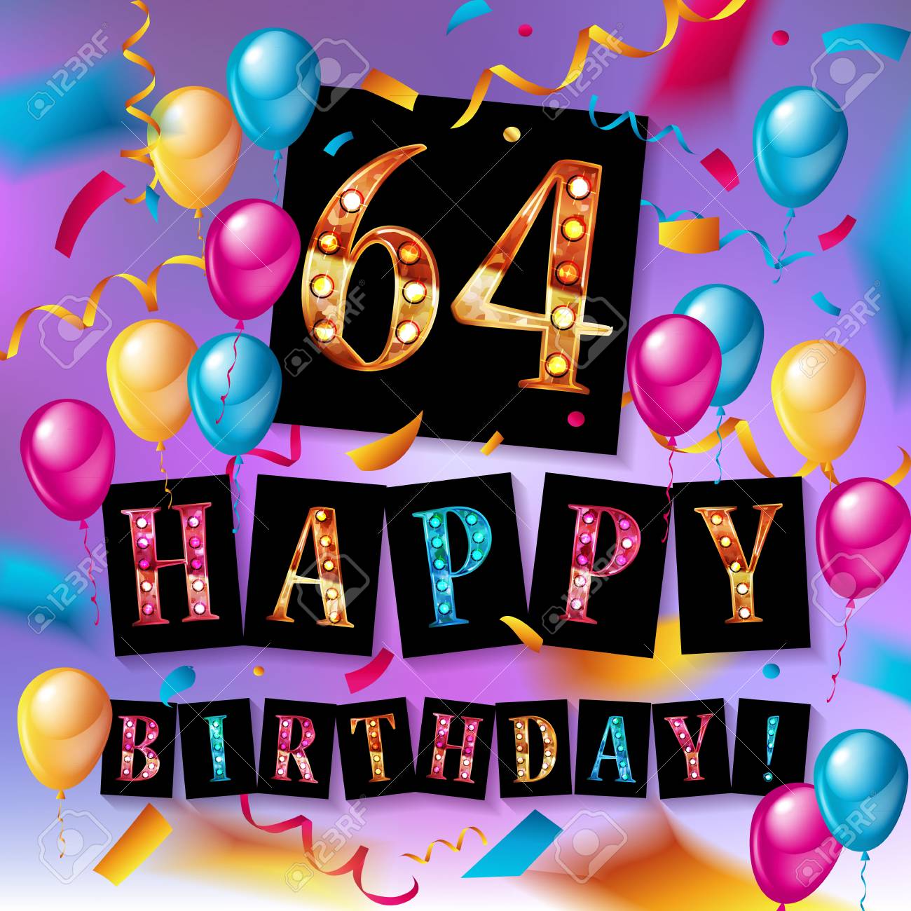64th happy birthday poster template vector illustration royalty free