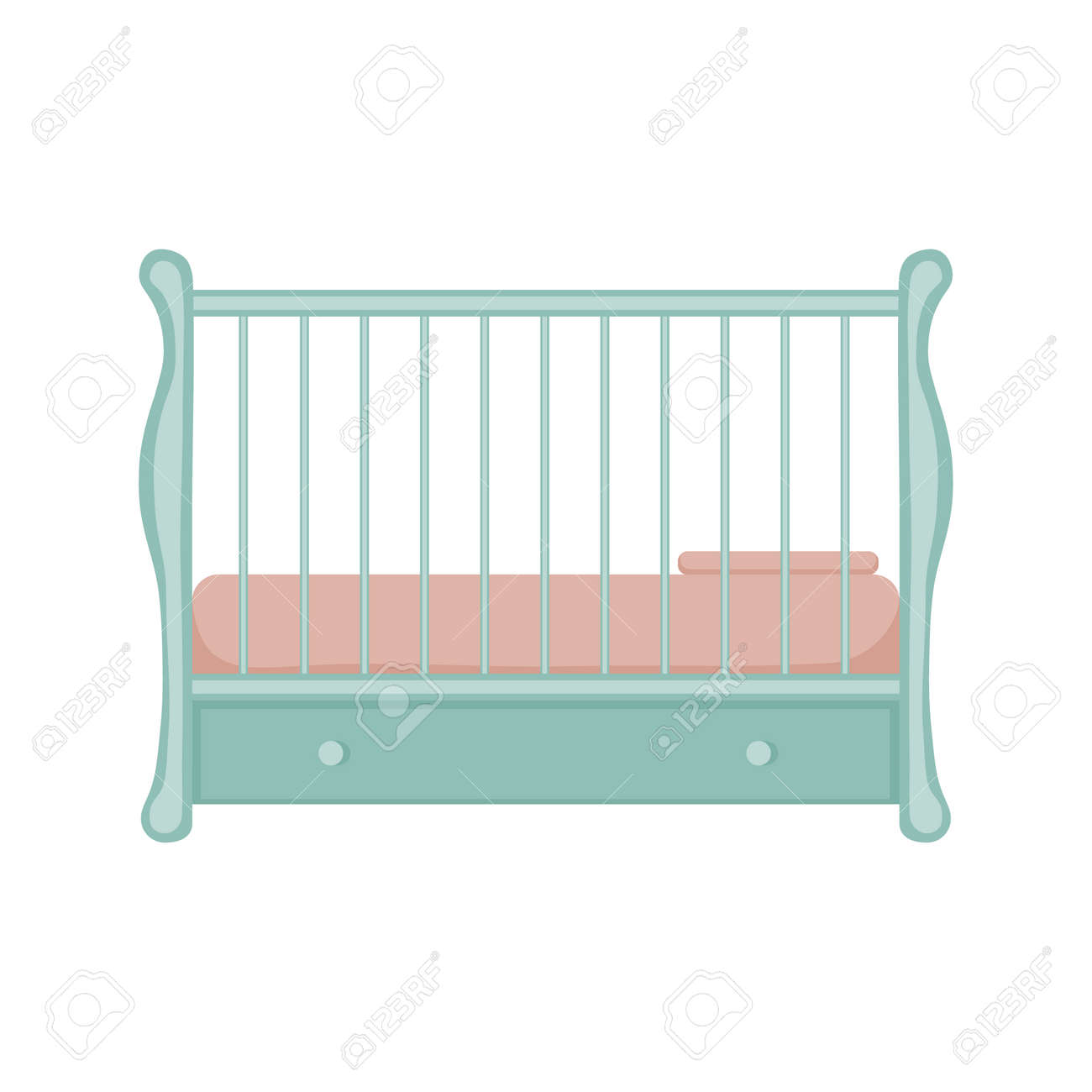 Children S Wooden Crib In Retro Style. Vintage Baby Bed With.