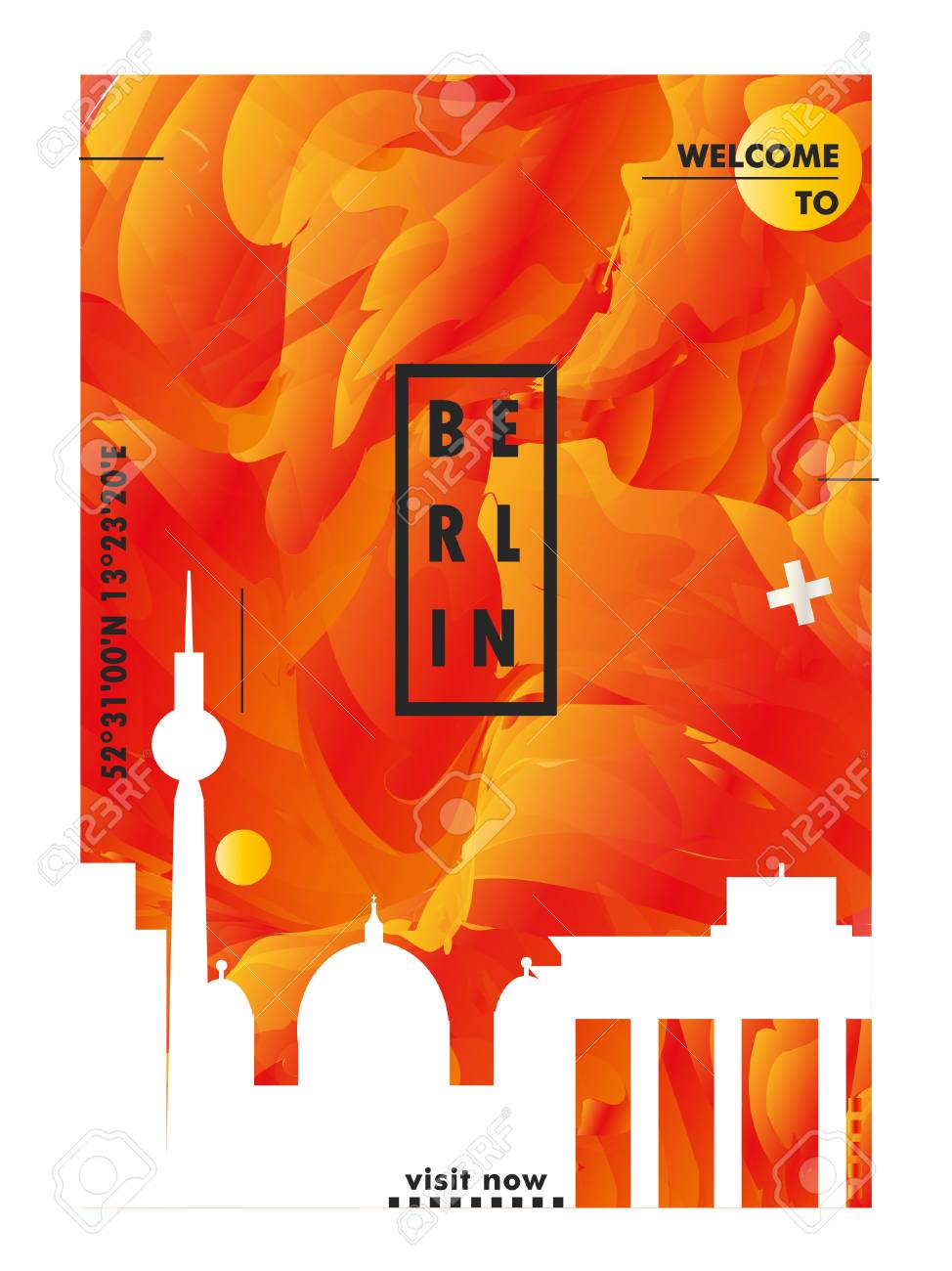 Modern Germany Berlin Skyline Abstract Gradient Poster Art Travel Royalty Free Cliparts Vectors And Stock Illustration Image