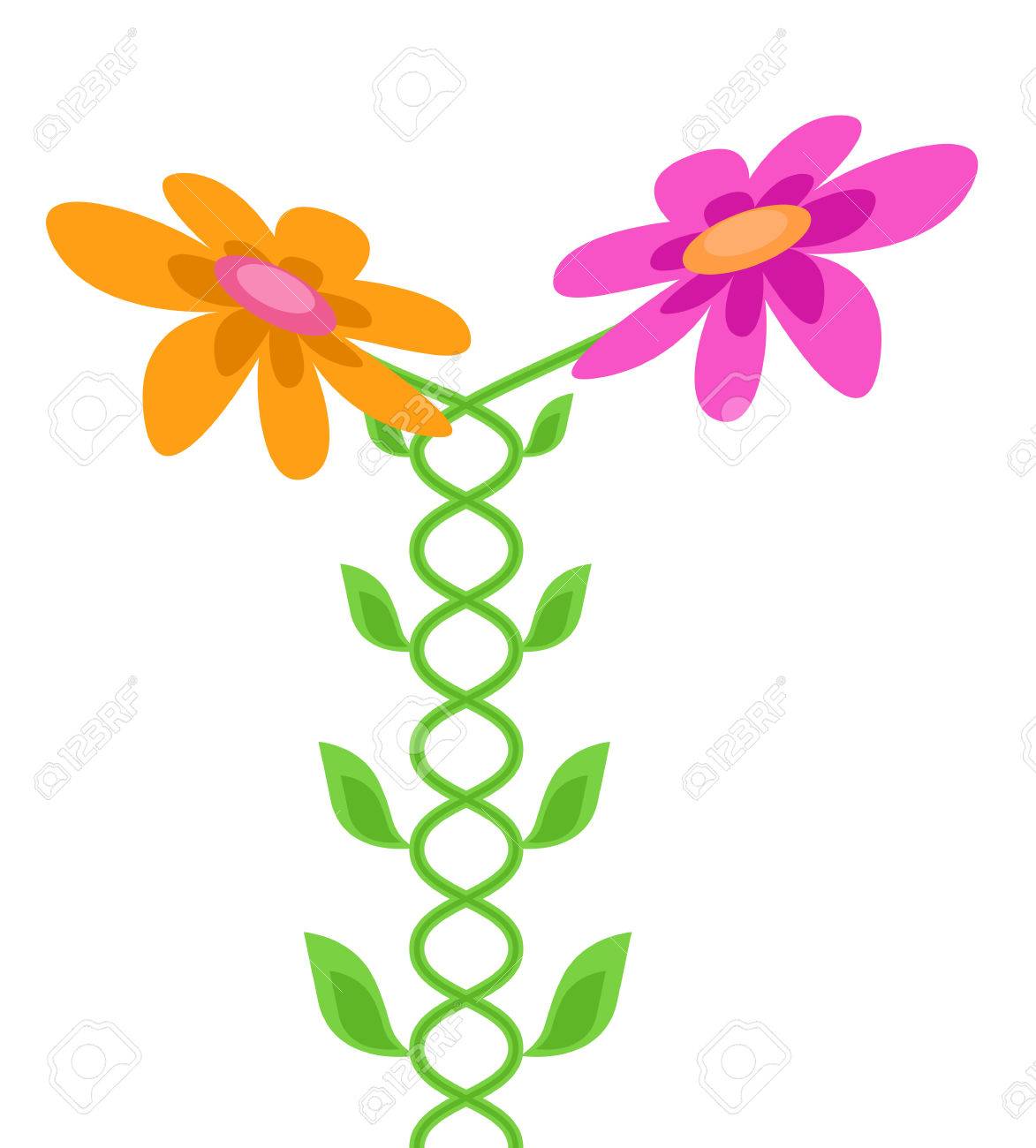2 つの花の茎に絡み合って ベクトル イラストのイラスト素材 ベクタ Image 2 つの花の茎に絡み合って ベクトル イラストのイラスト素材 ベクタ Image
