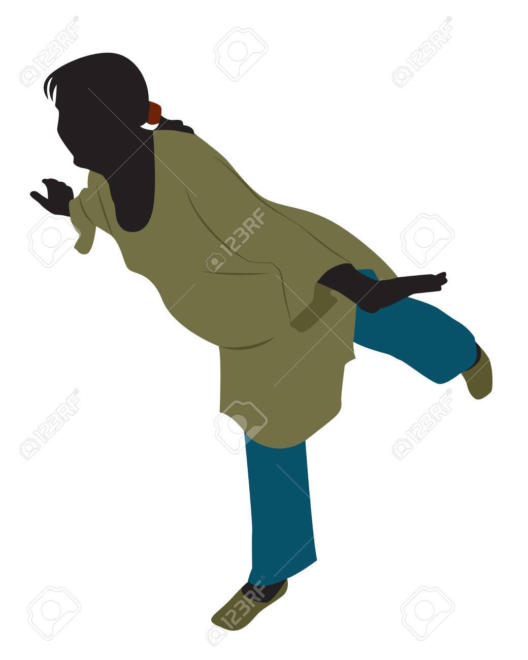 片足立ち保持緩い服で妊娠中の女性 図のイラスト素材 ベクタ Image 片足立ち保持緩い服で妊娠中の女性 図のイラスト素材 ベクタ Image