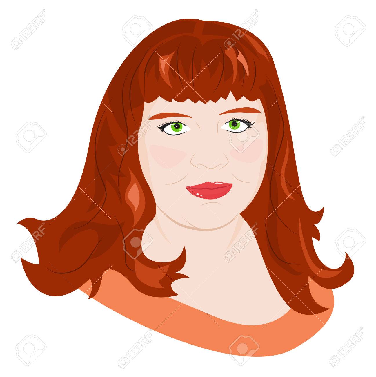 赤髪のぽっちゃり少女の肖像画 ベクトル図のイラスト素材 ベクタ Image