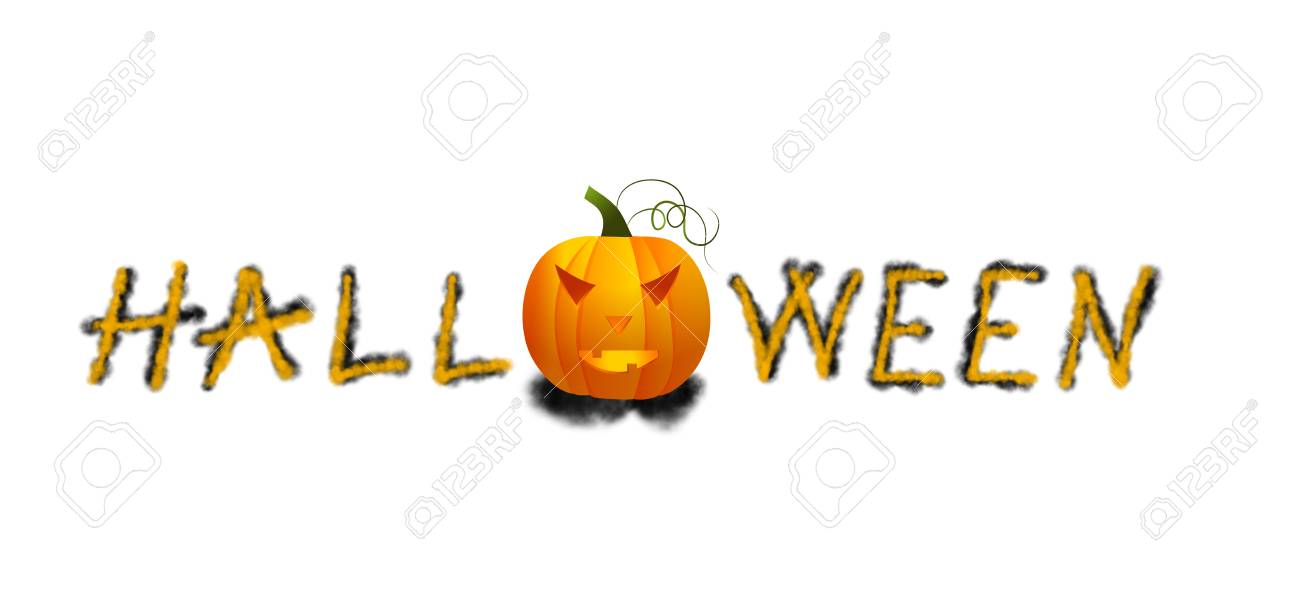 the word halloween and pumpkin instead of the letter o word halloween