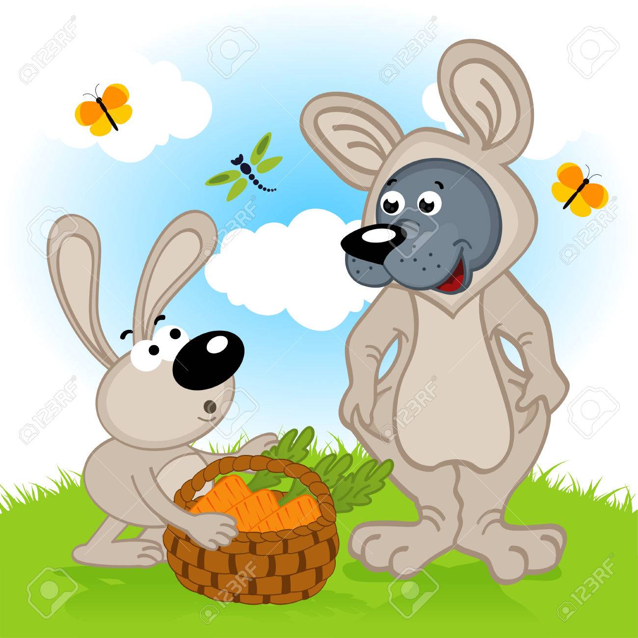 ウサギ ベクトル イラスト Eps として服を着た狼のイラスト素材