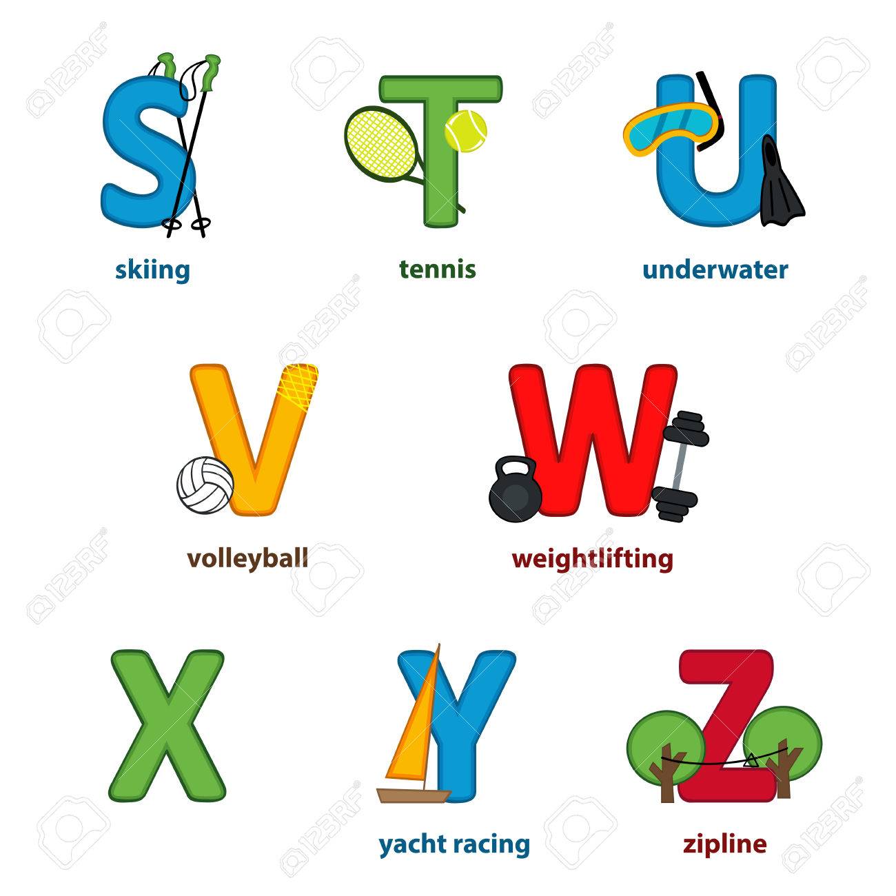 Deporte Alfabeto De S A La Z Ilustracion Vectorial Eps Ilustraciones Vectoriales Clip Art Vectorizado Libre De Derechos Image