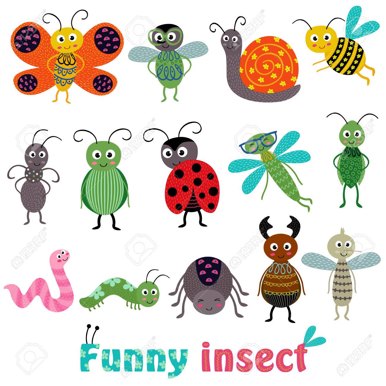 Set Of Isolated With Funny Insect - Vector Illustration Royalty Free SVG,  Cliparts, Vectors, and Stock Illustration. Image 80489834., image size:1300x1300