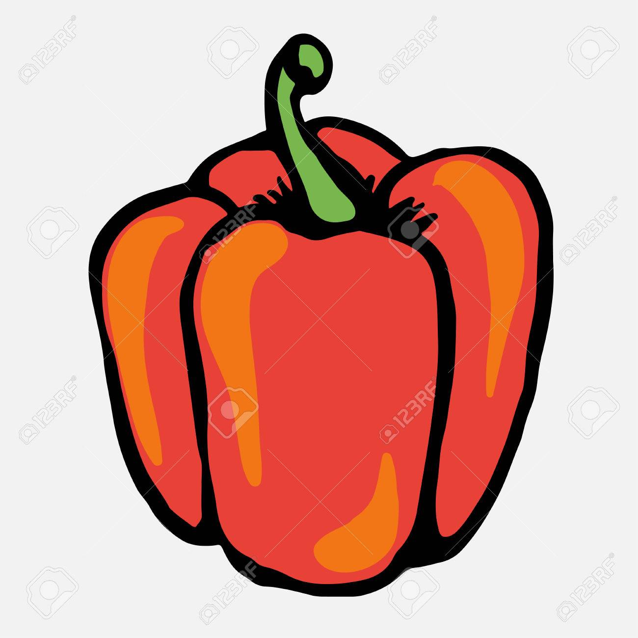 ピーマンの分離の簡単なスケッチのアイコン のイラスト素材 ベクタ Image