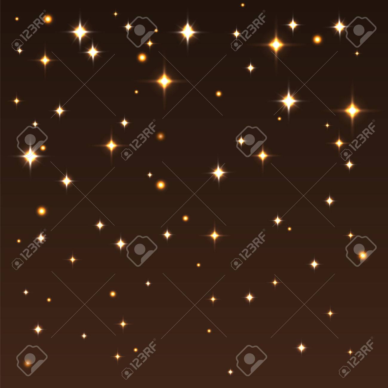 Fond De Vacances Avec Des étoiles Brillantes Dans Le Ciel Sombre Ciel étoilé Noir Brun Couleur Or Vecteur